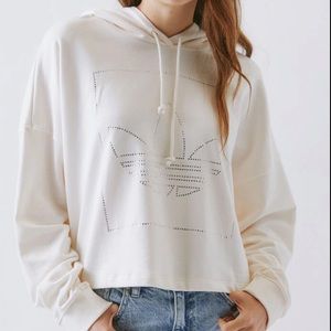 ADIDAS CROPPED HOODIE - offwhite